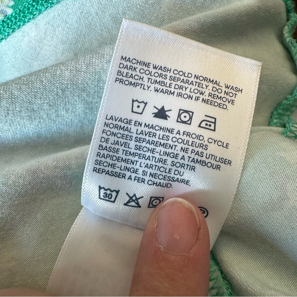 Lands’ End Fit & Flare Floral Dress Green White Size M Petite - Picture 11 of 11